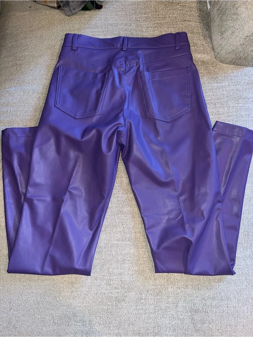 Zara Women's Purple Faux Leather Straight Leg Pants